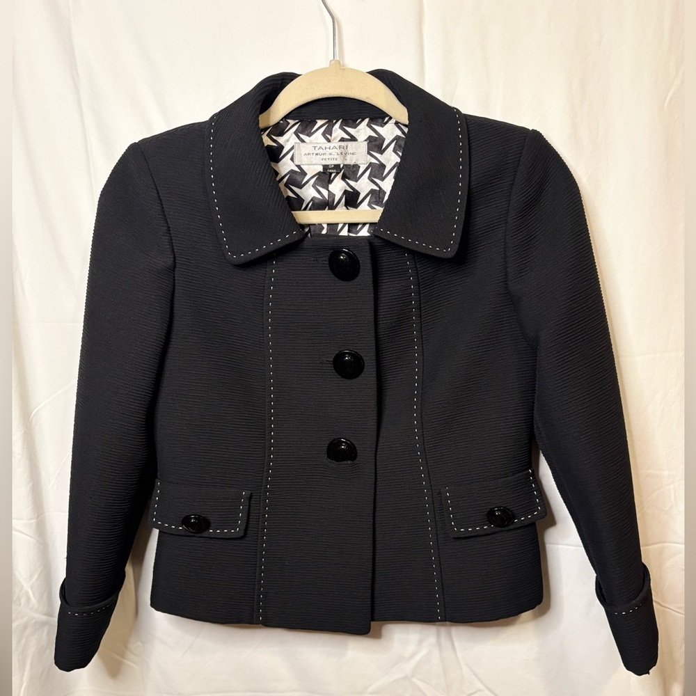 Tahari Black Textured Blazer
